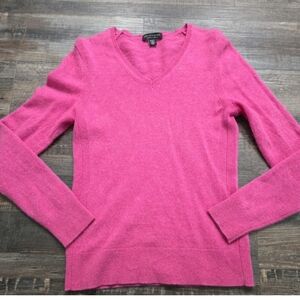 Saks Fifth Avenue Pink Cashmere Knit V-Neck Pullover Sweater Women's